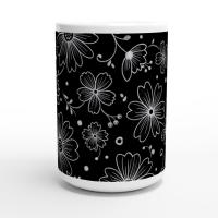 Set of Big Mugs, Floral Cup Set, Large 15 oz Matching Cups