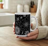 Set of Floral Cups - Light and Dark - Large 15oz Ceramic Mugs