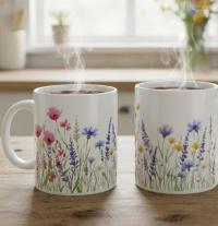 Floral Cups -  Large and Small Ceramic Mugs
