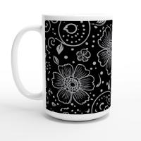 Set of Big Mugs, Floral Cup Set, Large 15 oz Matching Cups