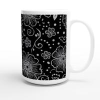 Set of Big Mugs, Floral Cup Set, Large 15 oz Matching Cups