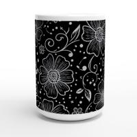 Set of Big Mugs, Floral Cup Set, Large 15 oz Matching Cups
