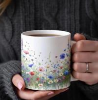 Floral Cups -  Large and Small Ceramic Mugs