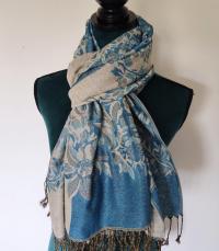 Reversible Soft Pashmina Shawl & Scarf for Women, Jacquard Brocade, Shawl, Sarong or Head Wraps