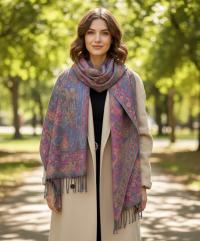 Reversible Soft Pashmina Shawl & Scarf for Women, Jacquard Brocade, Shawl, Sarong or Head Wraps