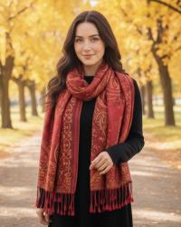 Reversible Soft Pashmina Shawl & Scarf for Women, Jacquard Brocade, Shawl, Sarong or Head Wraps