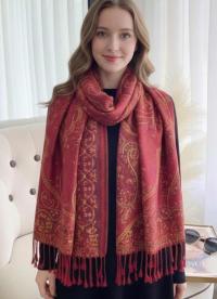 Reversible Soft Pashmina Shawl & Scarf for Women, Jacquard Brocade, Shawl, Sarong or Head Wraps