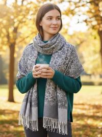 Soft Pashmina Shawl & Scarf for Women, Jacquard Brocade, Shawl, Sarong or Head Wraps