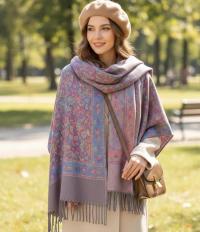 Reversible Soft Pashmina Shawl & Scarf for Women, Jacquard Brocade, Shawl, Sarong or Head Wraps