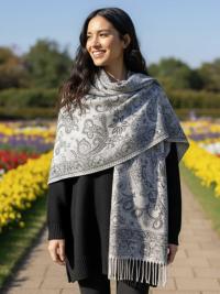 Soft Pashmina Shawl & Scarf for Women, Jacquard Brocade, Shawl, Sarong or Head Wraps
