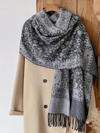 Reversible Soft Pashmina Shawl & Scarf for Women, Jacquard Brocade, Shawl, Sarong or Head Wraps