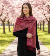 Reversible Soft Pashmina Shawl & Scarf for Women, Jacquard Brocade, Shawl, Sarong or Head Wraps