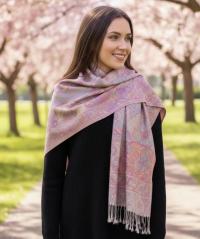 Reversible Soft Pashmina Shawl & Scarf for Women, Jacquard Brocade, Shawl, Sarong or Head Wraps