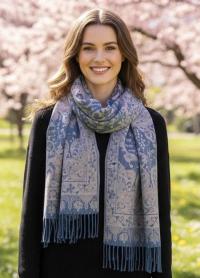 Reversible Soft Pashmina Shawl & Scarf for Women, Jacquard Brocade, Shawl, Sarong or Head Wraps