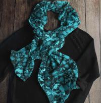 Velvet Scarf, Teal, Black and Green, Super Soft Long Scarf