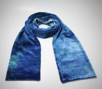 Tie Dye Velvet Scarf, Blue and Green, Aqua and Turquoise