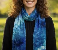 Tie Dye Velvet Scarf, Blue and Green, Aqua and Turquoise