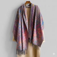 Soft Pashmina Shawl & Scarf for Women, Jacquard Brocade, Shawl, Sarong or Head Wraps