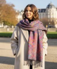 Soft Pashmina Shawl & Scarf for Women, Jacquard Brocade, Shawl, Sarong or Head Wraps