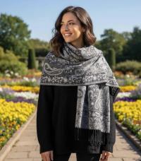 Reversible Soft Pashmina Shawl & Scarf for Women, Jacquard Brocade, Shawl, Sarong or Head Wraps