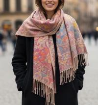 Reversible Soft Pashmina Shawl & Scarf for Women, Jacquard Brocade, Shawl, Sarong or Head Wraps