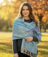Soft Pashmina Shawl & Scarf for Women, Jacquard Brocade, Shawl, Sarong or Head Wraps