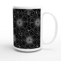 Set of Big Mugs, Floral Cup Set, Large 15 oz Matching Cups