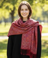 Reversible Soft Pashmina Shawl & Scarf for Women, Jacquard Brocade, Shawl, Sarong or Head Wraps
