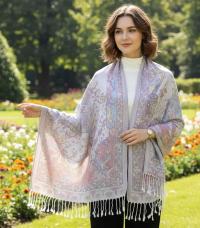 Reversible Soft Pashmina Shawl & Scarf for Women, Jacquard Brocade, Shawl, Sarong or Head Wraps