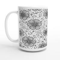 Set of Big Mugs, Floral Cup Set, Large 15 oz Matching Cups