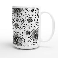 Set of Big Mugs, Floral Cup Set, Large 15 oz Matching Cups