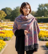 Reversible Soft Pashmina Shawl & Scarf for Women, Jacquard Brocade, Shawl, Sarong or Head Wraps