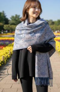 Reversible Soft Pashmina Shawl & Scarf for Women, Jacquard Brocade, Shawl, Sarong or Head Wraps