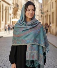 Soft Pashmina Shawl & Scarf for Women, Jacquard Brocade, Shawl, Sarong or Head Wraps