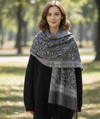 Reversible Soft Pashmina Shawl & Scarf for Women, Jacquard Brocade, Shawl, Sarong or Head Wraps