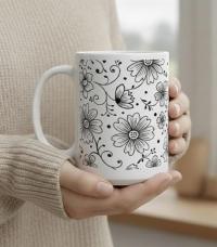 Floral Cups -  Large and Small Ceramic Mugs