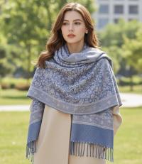 Reversible Soft Pashmina Shawl & Scarf for Women, Jacquard Brocade, Shawl, Sarong or Head Wraps