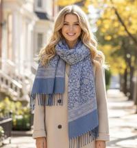 Reversible Soft Pashmina Shawl & Scarf for Women, Jacquard Brocade, Shawl, Sarong or Head Wraps