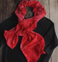 Tie Dye Velvet Scarf, Strawberry, Red and Pink Dyed Crushed Velvet