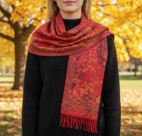Reversible Soft Pashmina Shawl & Scarf for Women, Jacquard Brocade, Shawl, Sarong or Head Wraps