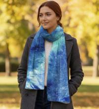 Tie Dye Velvet Scarf, Blue and Green, Aqua and Turquoise