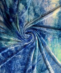 Tie Dye Velvet Scarf, Blue and Green, Aqua and Turquoise