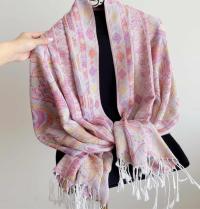 Soft Pashmina Shawl & Scarf for Women, Jacquard Brocade, Shawl, Sarong or Head Wraps