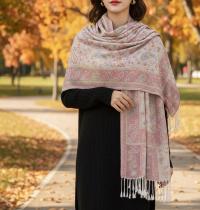Soft Pashmina Shawl & Scarf for Women, Jacquard Brocade, Shawl, Sarong or Head Wraps