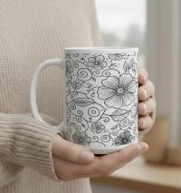 Floral Cups -  Large and Small Ceramic Mugs
