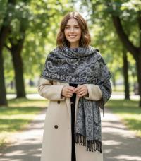 Reversible Soft Pashmina Shawl & Scarf for Women, Jacquard Brocade, Shawl, Sarong or Head Wraps