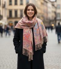 Reversible Soft Pashmina Shawl & Scarf for Women, Jacquard Brocade, Shawl, Sarong or Head Wraps