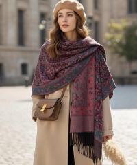 Reversible Soft Pashmina Shawl & Scarf for Women, Jacquard Brocade, Shawl, Sarong or Head Wraps