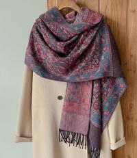 Reversible Soft Pashmina Shawl & Scarf for Women, Jacquard Brocade, Shawl, Sarong or Head Wraps
