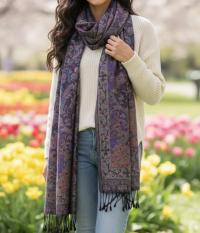 Reversible Soft Pashmina Shawl & Scarf for Women, Jacquard Brocade, Shawl, Sarong or Head Wraps